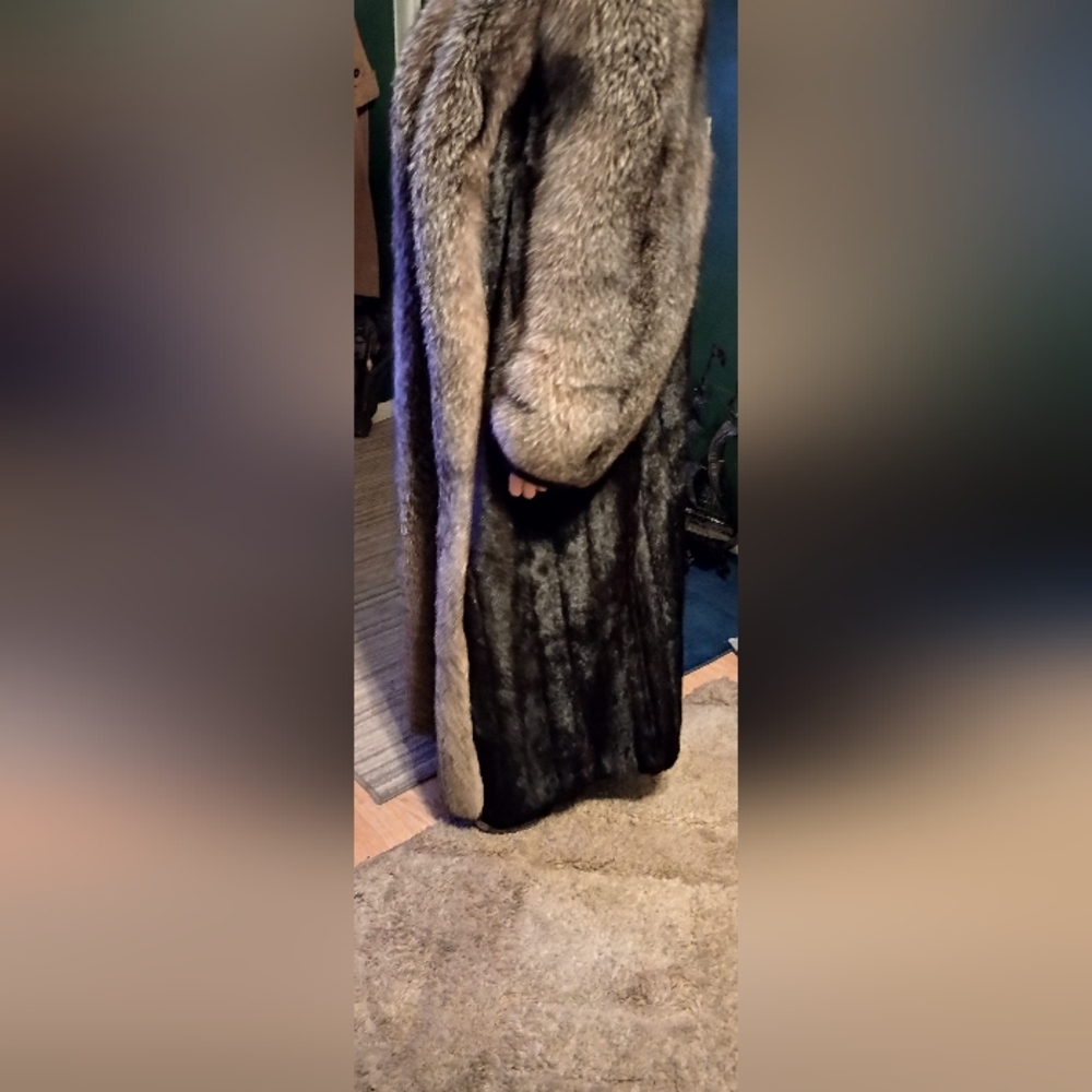 Mink and Silver Fox Fur full length coat